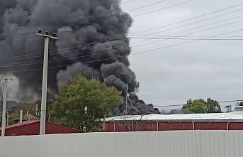Kocaeli'de raf fabrikasında çıkan yangına müdahale ediliyor