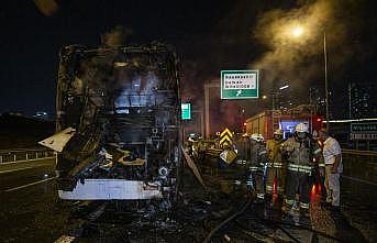 Kuzey Marmara Otoyolu'nda servis minibüsü yandı