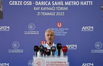 Bakan Uraloğlu, Gebze OSB-Darıca Sahil Metro Hattı Ray Kaynak Töreni'nde konuştu: