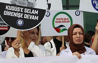 Eskişehir, Bilecik ve Yalova'da sağlıkçılar İsrail'in Filistinlilere saldırılarını protesto etti