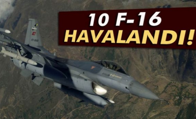 10 F-16 ile Suriye Sınırı'nda devriye uçuşu