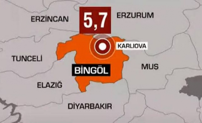 Bingöl'de 5,8 büyüklüğünde deprem meydana geldi