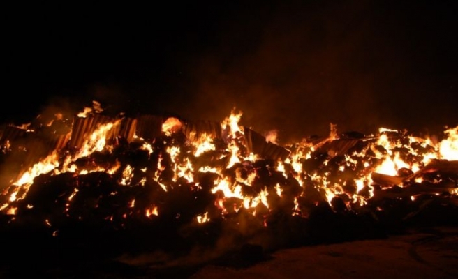 Tekirdağ'da çıkan yangında 8 bin saman balyası kül oldu
