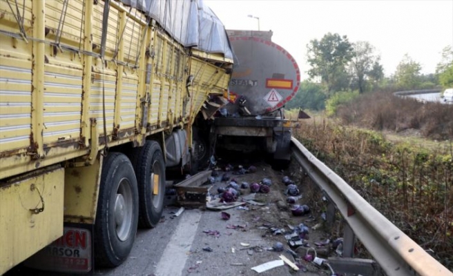 Anadolu Otoyolu'nda arızalanan tıra kamyon çarptı: 1 ölü, 1 yaralı