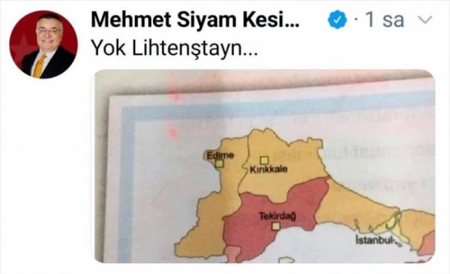 “Kırklareli'nin“ adının hatalı olarak “Kırıkkale“ yazıldığı harita paylaşımına Belediye Başkanı'ndan esprili yanıt