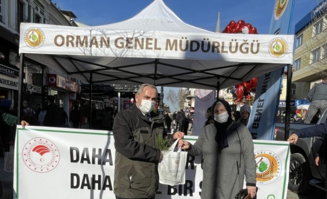 Edirne'de Yeni yıla fidan dikerek gir kampanyasında dağıtılan 3 bin fidan kısa sürede bitti