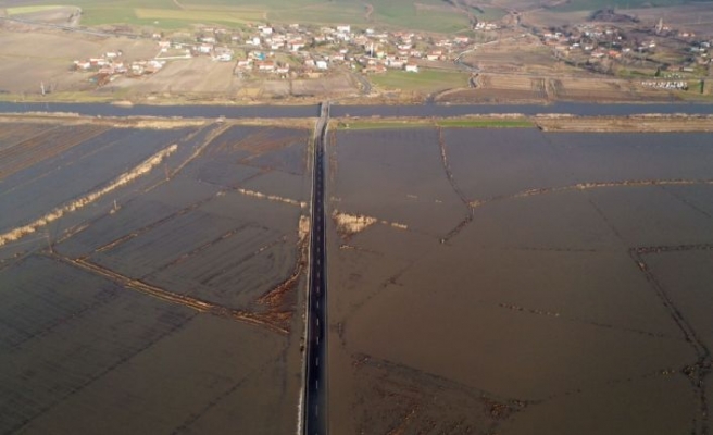 Ergene Nehri taştı, tarım arazileri su altında kaldı