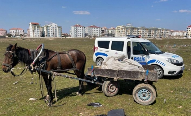 Polisin kovaladığı iki hırsızlık zanlısı at arabasını bırakıp kaçtı