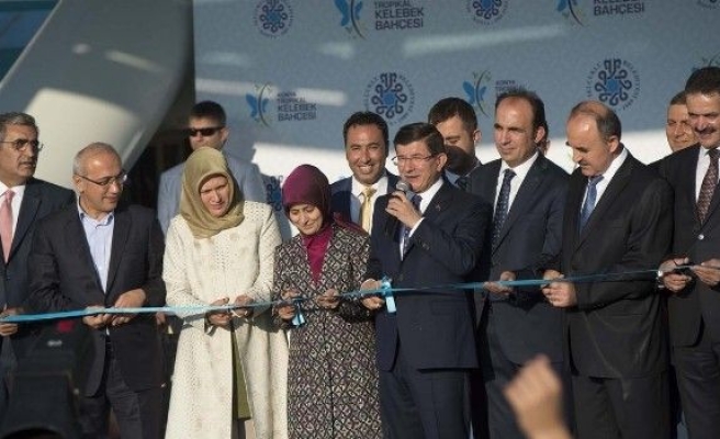 Başbakan Davutoğlu Konya Tropikal Kelebek Bahçesini Açtı