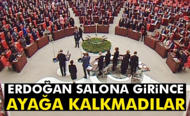 Erdoğan salona girince ayağa kalkmadılar