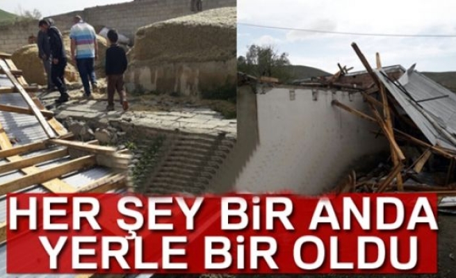 Erzurum'da Şiddetli Fırtına Evleri Yıktı