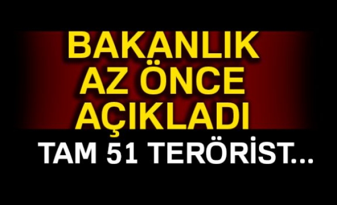 İçişleri Bakanlığı: 'Son bir haftada 51 terörist etkisiz hale getirildi'
