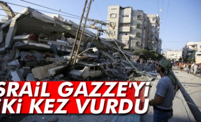 İsrail Gazze'yi iki kez vurdu