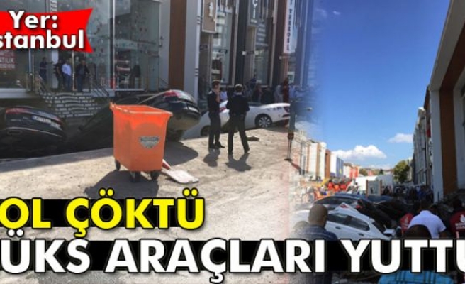 İstanbul Merter'de yol çöktü