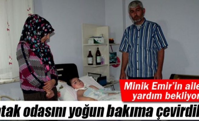 Minik Emir'in ailesi evde yoğun bakım ünitesi kurdu