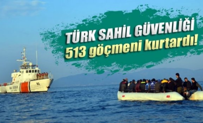 Türk Sahil Güvenlik ekipleri 513 göçmeni kurtardı