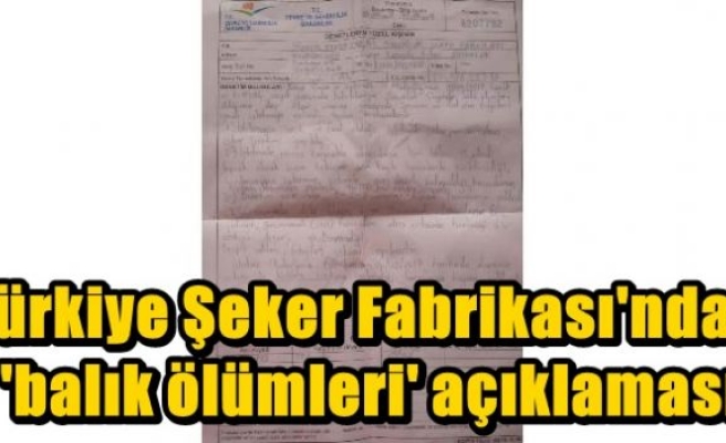 Türkiye Şeker Fabrikası'ndan 'balık ölümleri' açıklaması