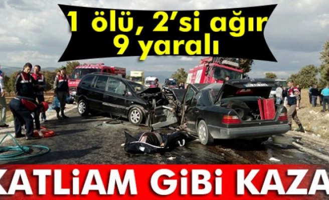 Uşak’ta trafik kazası 1 ölü, 9 yaralı