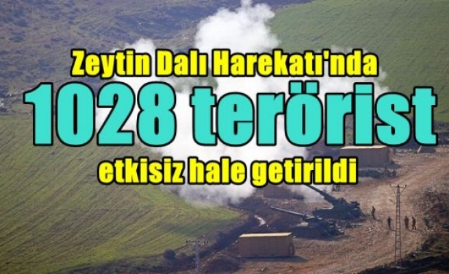 Zeytin Dalı Harekatı'nda 1028 terörist etkisiz hale getirildi