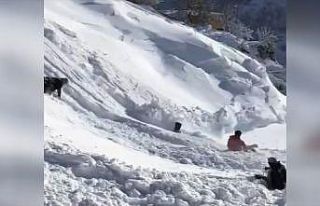 Bingöl'de düşen kar kütlesi kızak kayan çocukları...