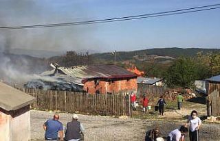 Bolu'da bir evde çıkan yangın çevredeki evlere...