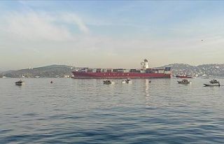 Dev konteyner gemisi İstanbul Boğazı'ndan...