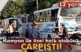 Ankara'da kamyon ile özel halk otobüsü çarpıştı