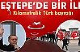 Beştepe'de 1 kilometrelik Türk bayrağı