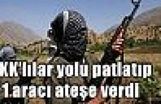 PKK’lılar yolu patlatıp 1 aracı ateşe verdi