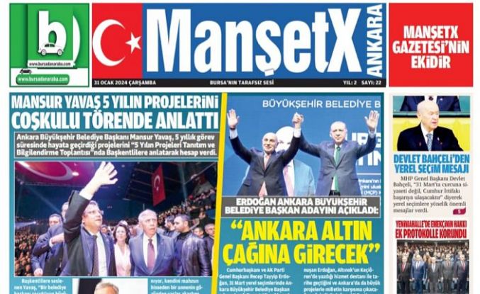 ManşetX Gazetesi Bursa ve Ankara'nın 13. Yıl Ocak sayısı çıktı